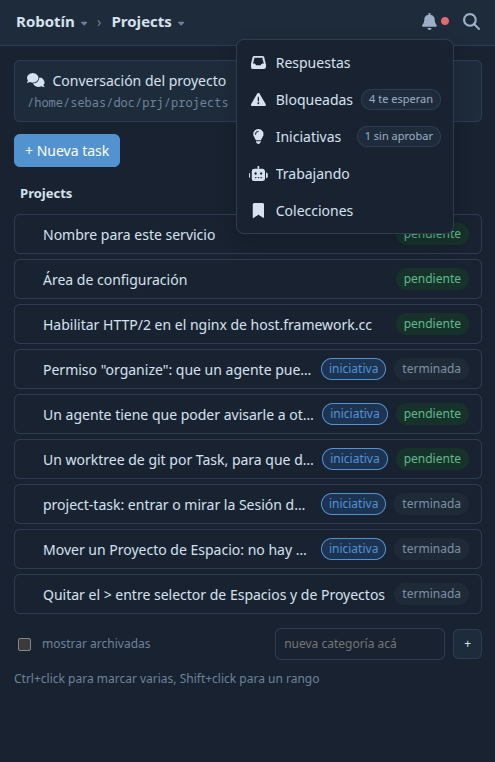 La interfaz de Agencia